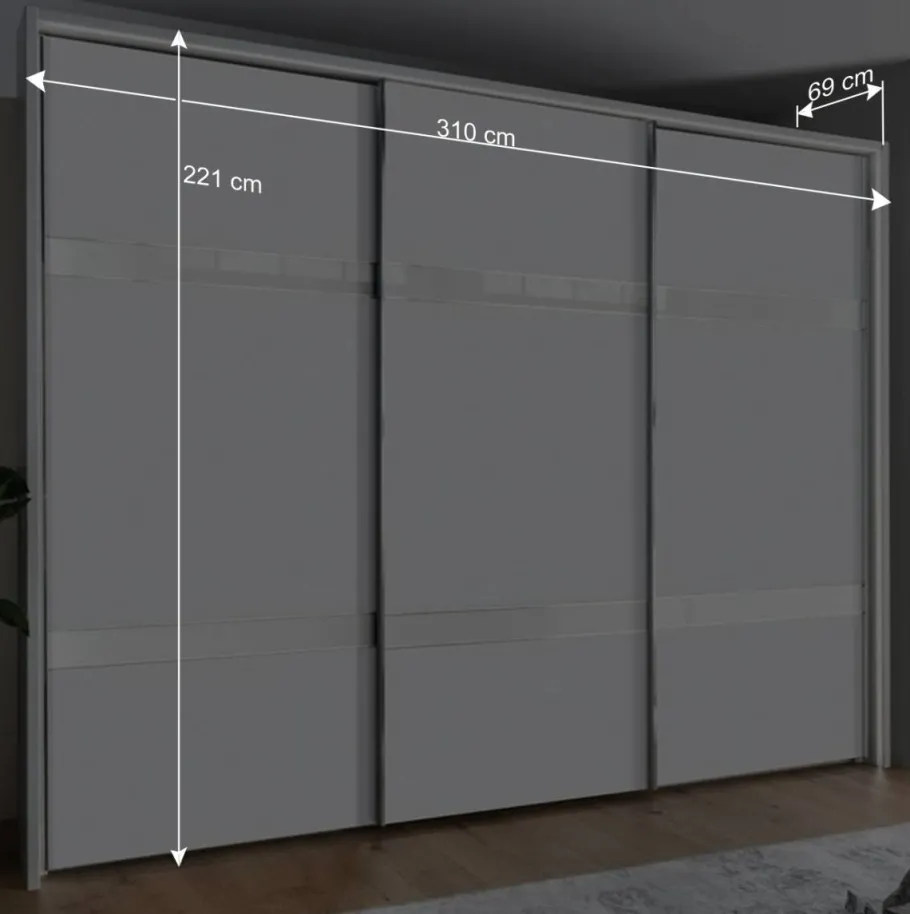 Online Wohnen 3-türiger Schwebetürenschrank in Weiß - Elisabeth