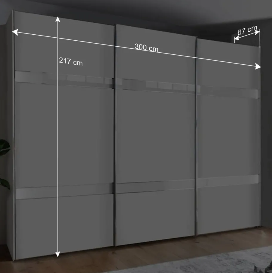 Online Wohnen 3-türiger Schwebetürenschrank in Weiß - Elisabeth