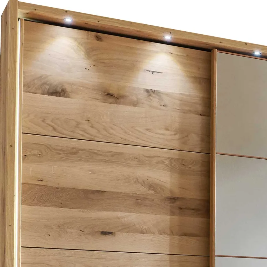 New Wohnen 4-türiger Schwebetürenschrank in Eiche Bianco - Brownie