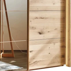 New Wohnen 4-türiger Schwebetürenschrank in Eiche Bianco - Brownie