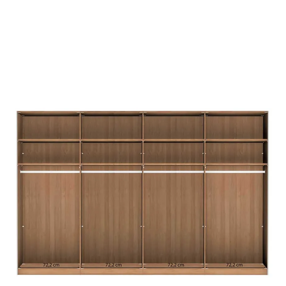 New Wohnen 4-türiger Schwebetürenschrank in Eiche Bianco - Brownie