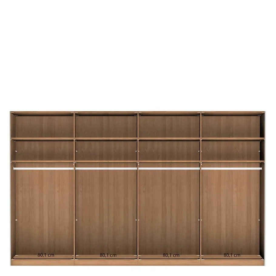 New Wohnen 4-türiger Schwebetürenschrank in Eiche Bianco - Brownie