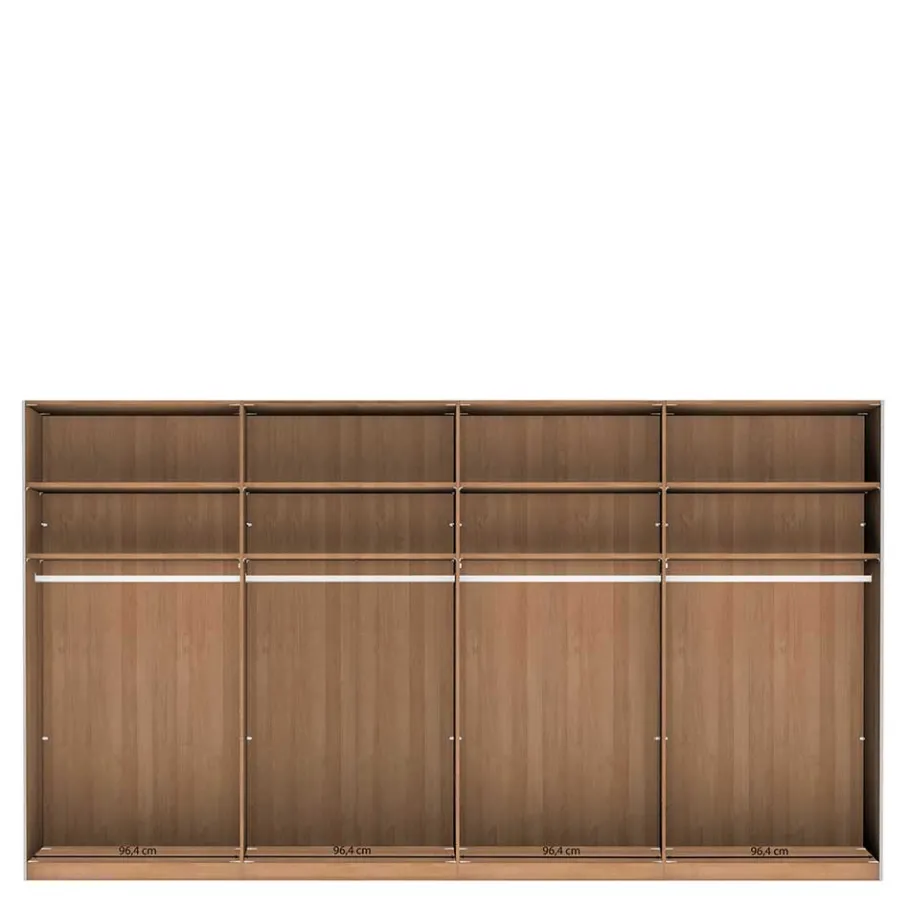 New Wohnen 4-türiger Schwebetürenschrank in Eiche Bianco - Brownie