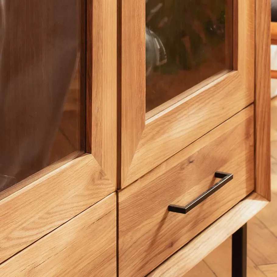New Wohnen 3-türiger Vitrinenschrank mit drei Schubladen - Kerfa