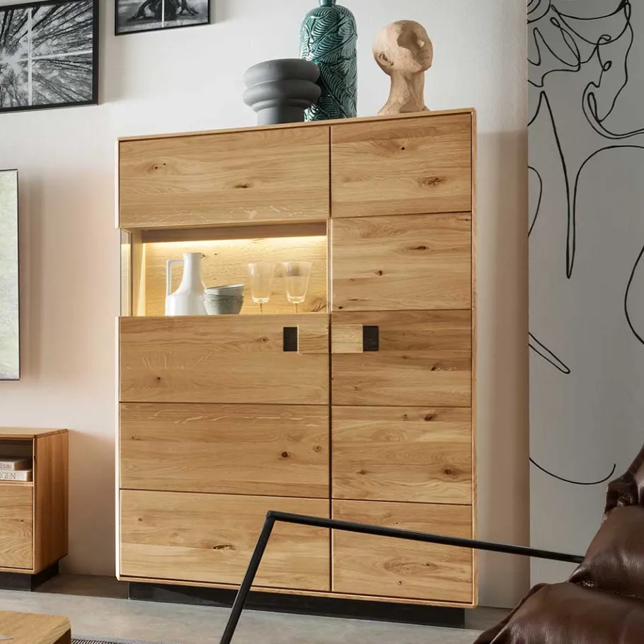 Wohnen 2-türiger Wohnzimmerschrank mit LED Beleuchtung - Xeddos