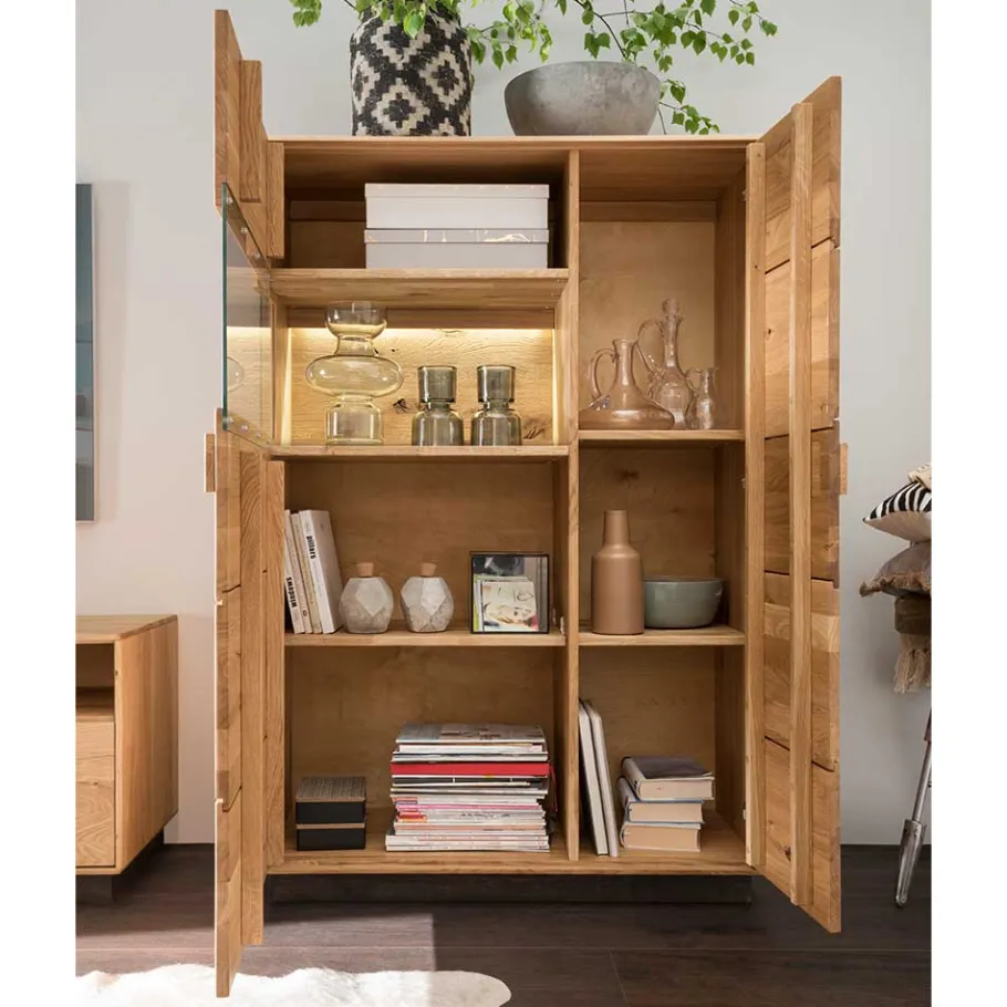 Wohnen 2-türiger Wohnzimmerschrank mit LED Beleuchtung - Xeddos