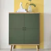 Best Wohnen 4-türiges Highboard in Graugrün und Wildeiche - Oliva