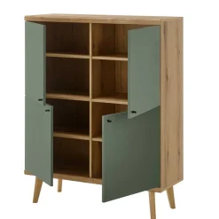 Best Wohnen 4-türiges Highboard in Graugrün und Wildeiche - Oliva