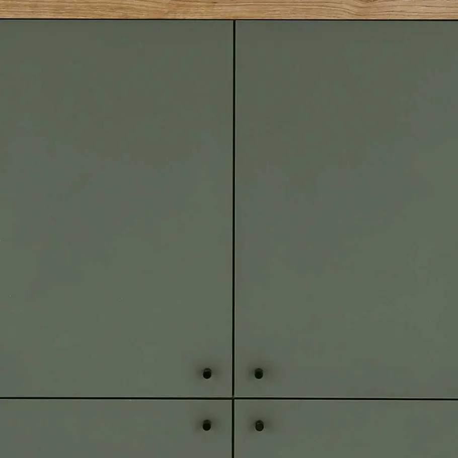 Best Wohnen 4-türiges Highboard in Graugrün und Wildeiche - Oliva