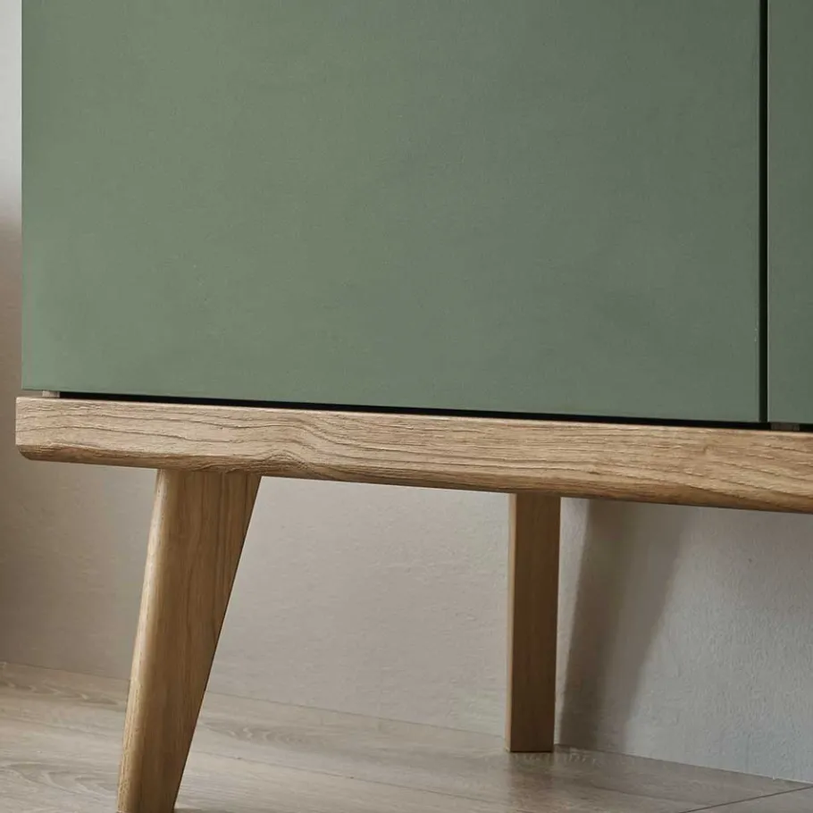 Best Wohnen 4-türiges Highboard in Graugrün und Wildeiche - Oliva
