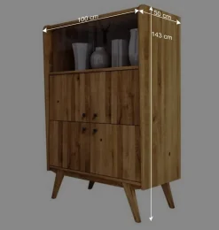 Hot Wohnen 6-türiges Mid Century Highboard aus Glas & Holz - Hardus