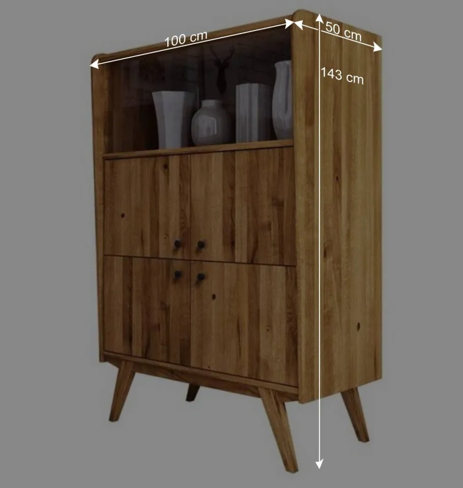 Hot Wohnen 6-türiges Mid Century Highboard aus Glas & Holz - Hardus