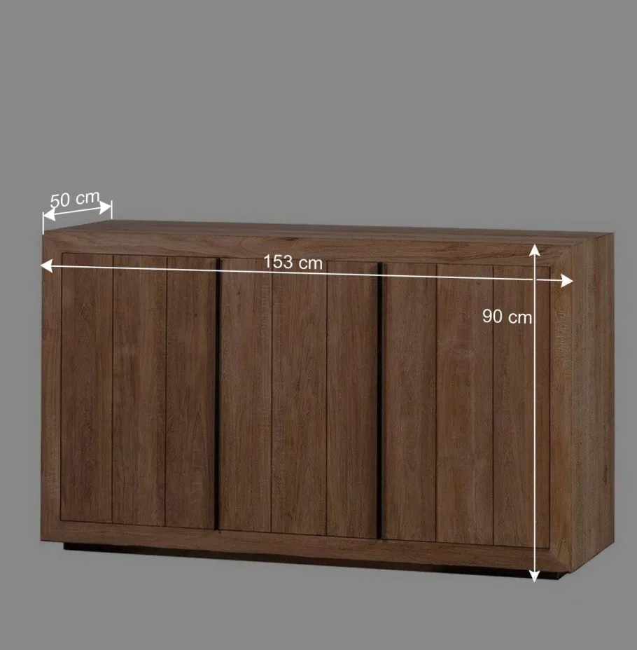 Best Wohnen 3-türiges Sideboard aus Teak Massivholz - Myons