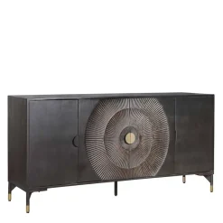 Outlet Wohnen 4-türiges Sideboard in Schwarz und Messing - Alkatar