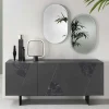 Outlet Wohnen 3-türiges Sideboard mit Marmor Einsätzen Schwarz - Wakes
