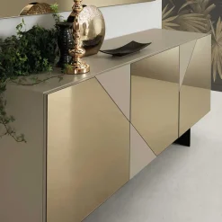 Online Wohnen 3-türiges Sideboard mit Spiegelglas in Bronze - Razepta