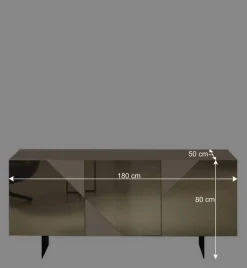 Online Wohnen 3-türiges Sideboard mit Spiegelglas in Bronze - Razepta