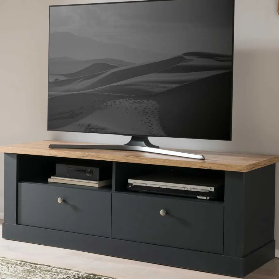 Discount Wohnen TV Bank mit zwei Schubladen & Fächern - Lionel
