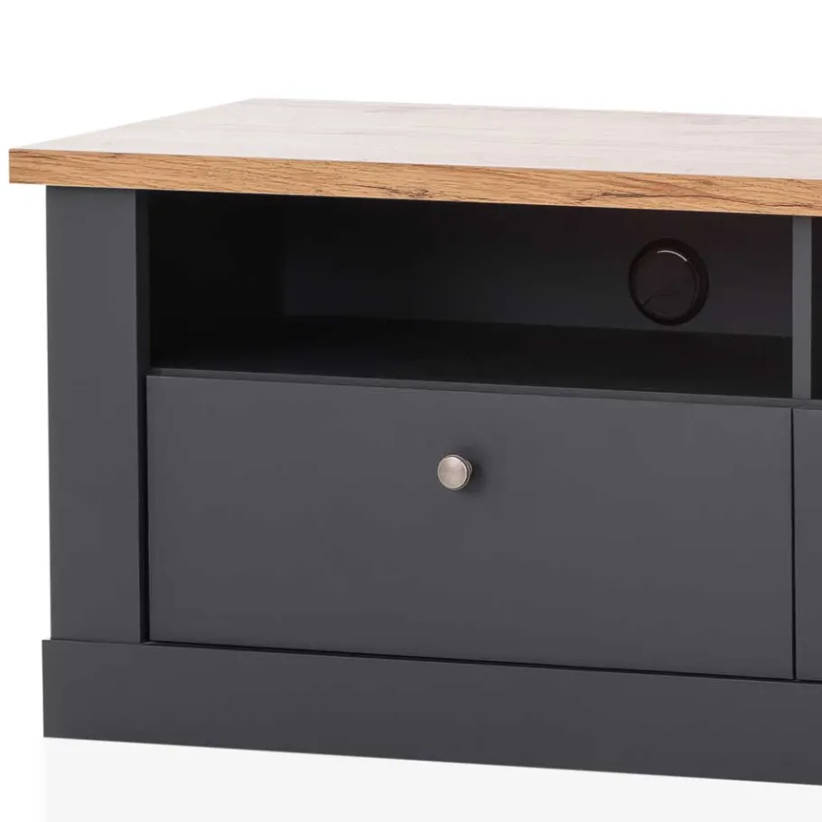 Discount Wohnen TV Bank mit zwei Schubladen & Fächern - Lionel