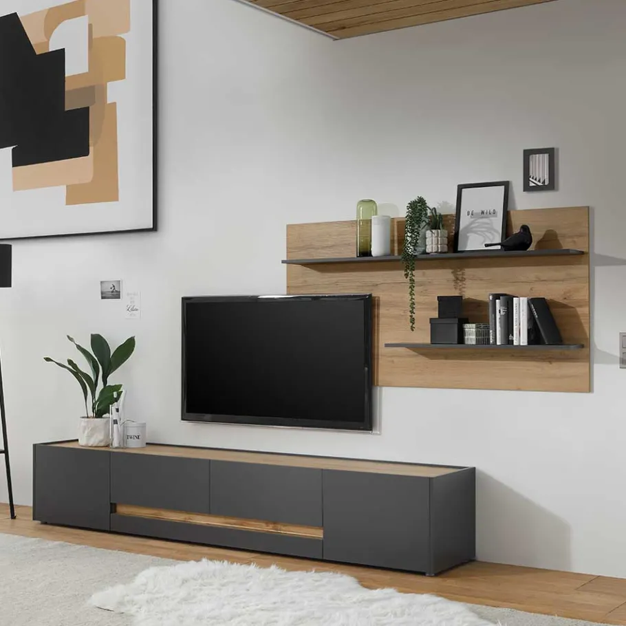 Hot Wohnen TV Board & Wandpaneel Set - Ahilav (zweiteilig)