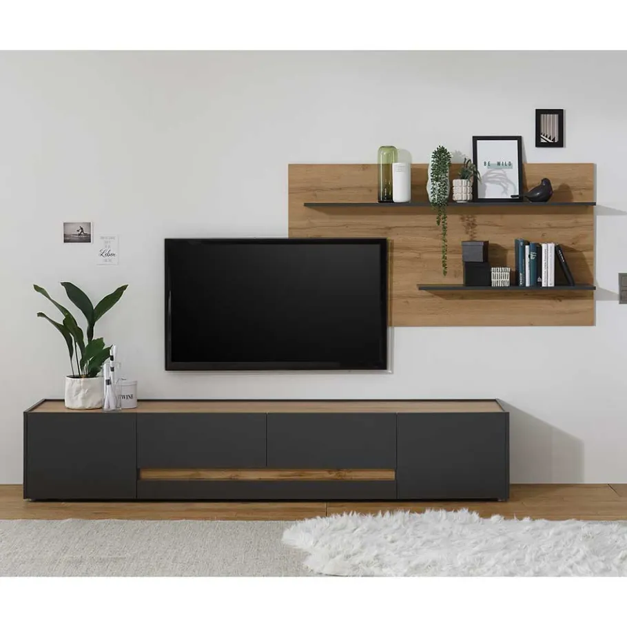 Hot Wohnen TV Board & Wandpaneel Set - Ahilav (zweiteilig)