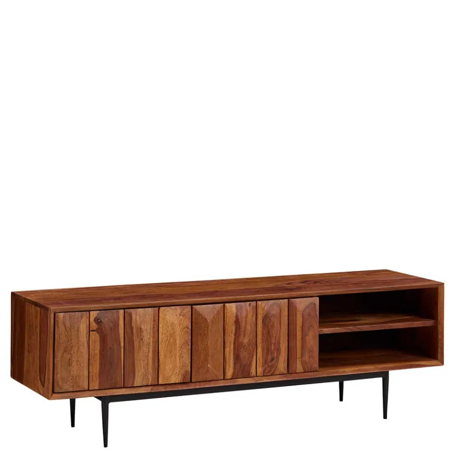 New Wohnen TV Board aus Sheesham Massivholz & Metall - Elmin