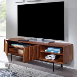 New Wohnen TV Board aus Sheesham Massivholz & Metall - Elmin
