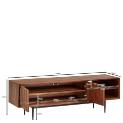 New Wohnen TV Board aus Sheesham Massivholz & Metall - Elmin