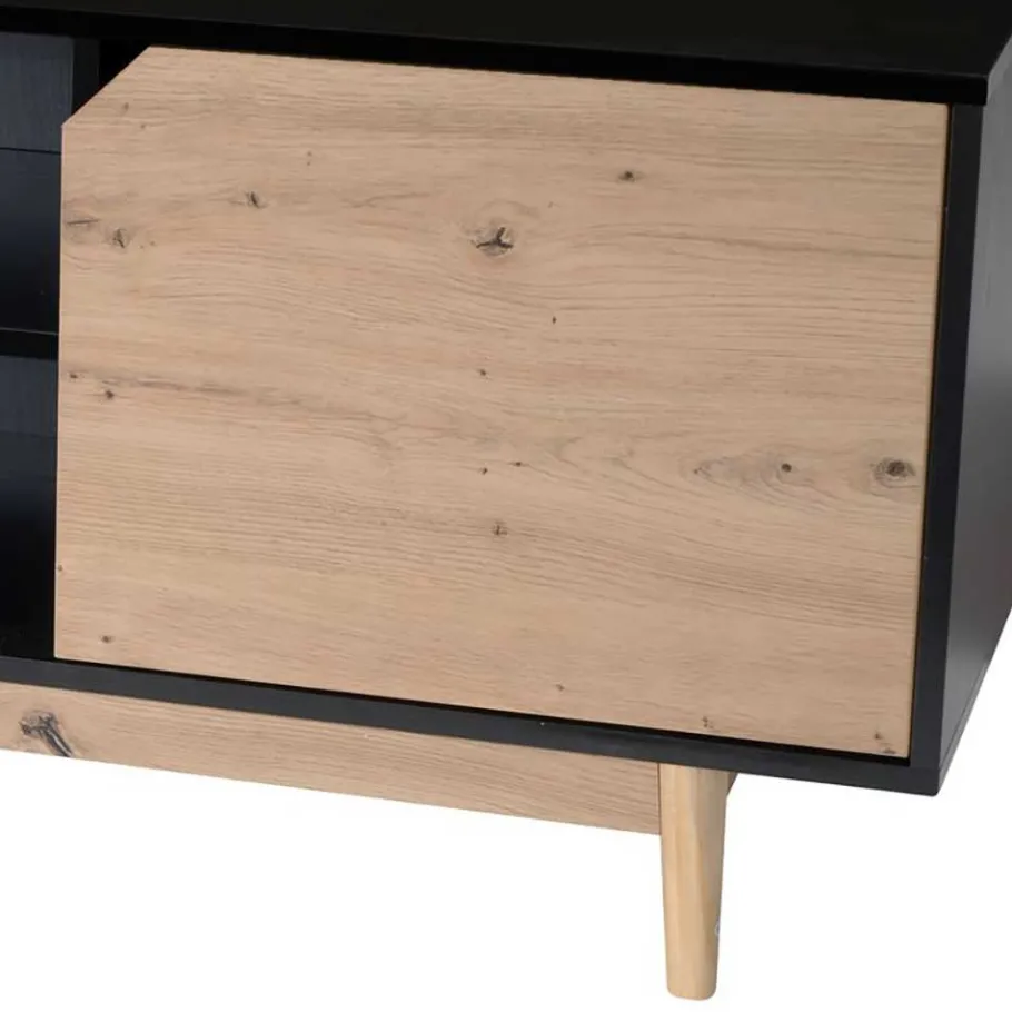 New Wohnen TV Board in Eiche und Schwarz - Heraklion