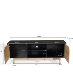 New Wohnen TV Board in Eiche und Schwarz - Heraklion