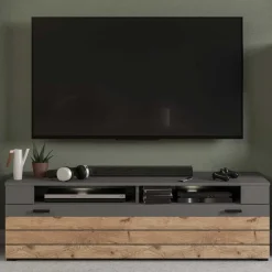 Outlet Wohnen TV Board in Wildeiche NB & Grau - Scarlett