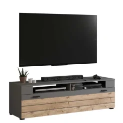 Outlet Wohnen TV Board in Wildeiche NB & Grau - Scarlett