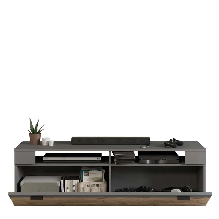 Outlet Wohnen TV Board in Wildeiche NB & Grau - Scarlett