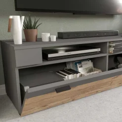 Outlet Wohnen TV Board in Wildeiche NB & Grau - Scarlett