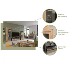 Outlet Wohnen TV Board in Wildeiche NB & Grau - Scarlett
