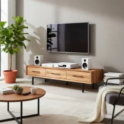 Discount Wohnen TV Board mit drei Schubladen aus Wildeiche - Kerfa