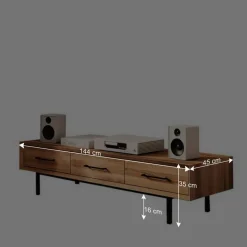 Discount Wohnen TV Board mit drei Schubladen aus Wildeiche - Kerfa