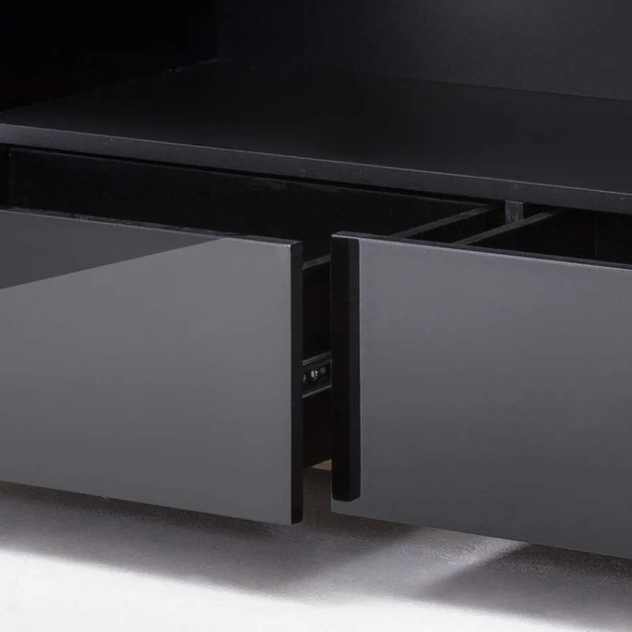 New Wohnen TV Hochglanz Lowboard in Schwarz - Ercurs