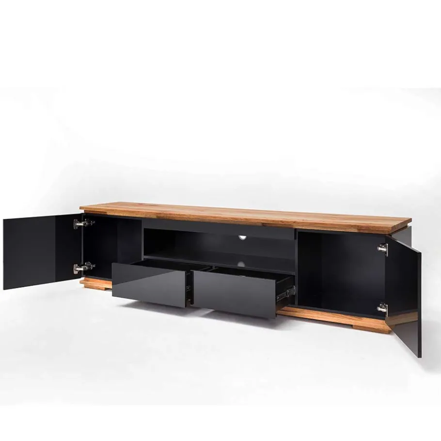 New Wohnen TV Hochglanz Lowboard in Schwarz - Ercurs