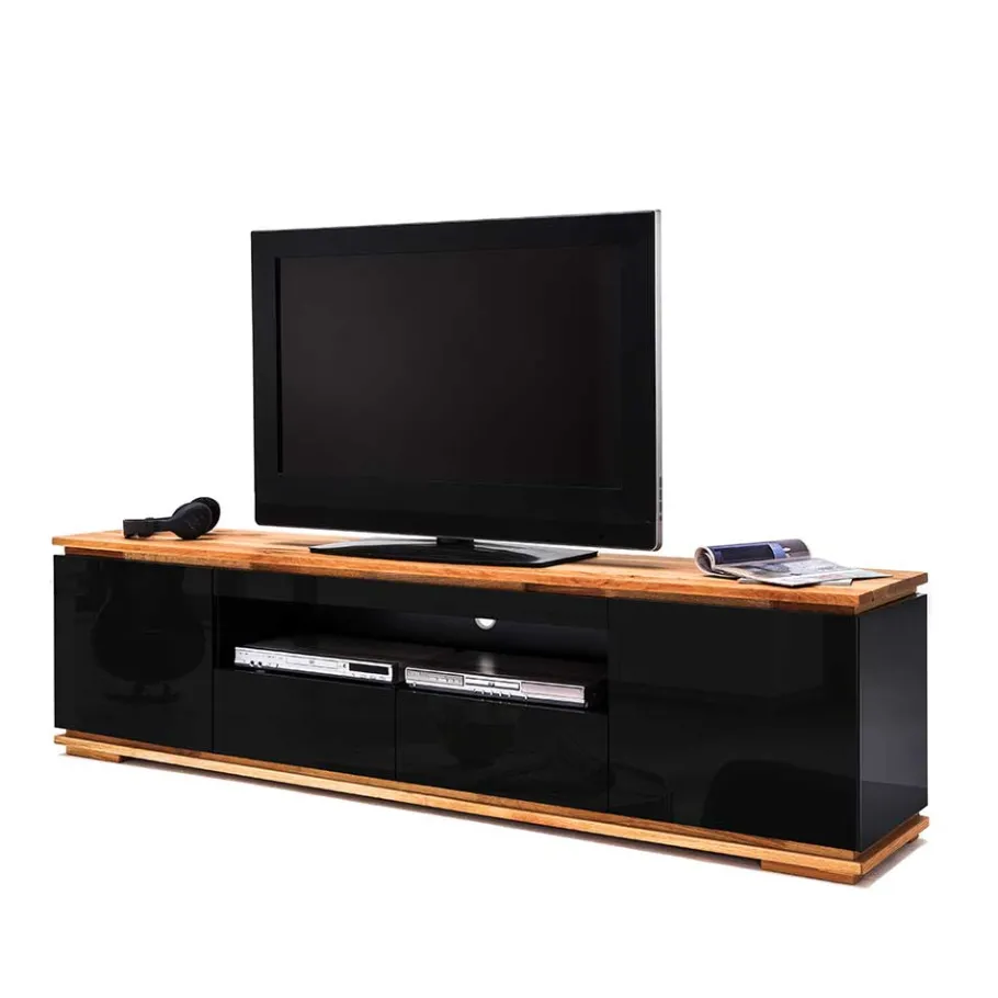 New Wohnen TV Hochglanz Lowboard in Schwarz - Ercurs