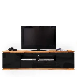 New Wohnen TV Hochglanz Lowboard in Schwarz - Ercurs