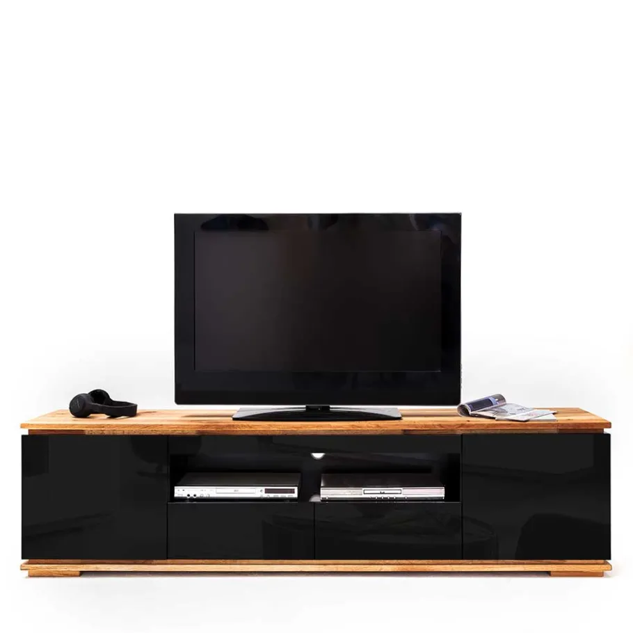 New Wohnen TV Hochglanz Lowboard in Schwarz - Ercurs
