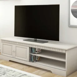 Outlet Wohnen TV Kommode in Weiß lasiert - Auricos