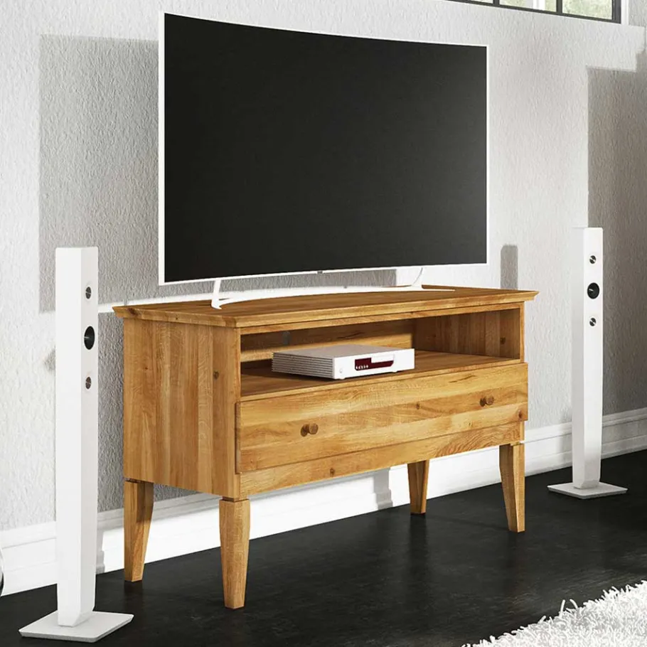 Outlet Wohnen TV Kommode Masdamos aus Wildeiche massiv geölt