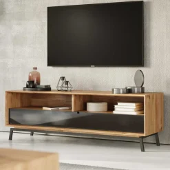 New Wohnen TV Lowboard aus Eiche und Metall - Fabiella