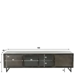 Best Wohnen TV Lowboard aus Metall & Glas - Brayden