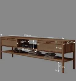 Hot Wohnen TV Lowboard aus Wildbuche & Rattan - Indrya