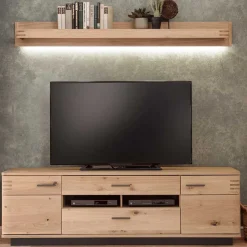 Best Wohnen TV Lowboard in Eiche Bianco & Anthrazit - Crupean I