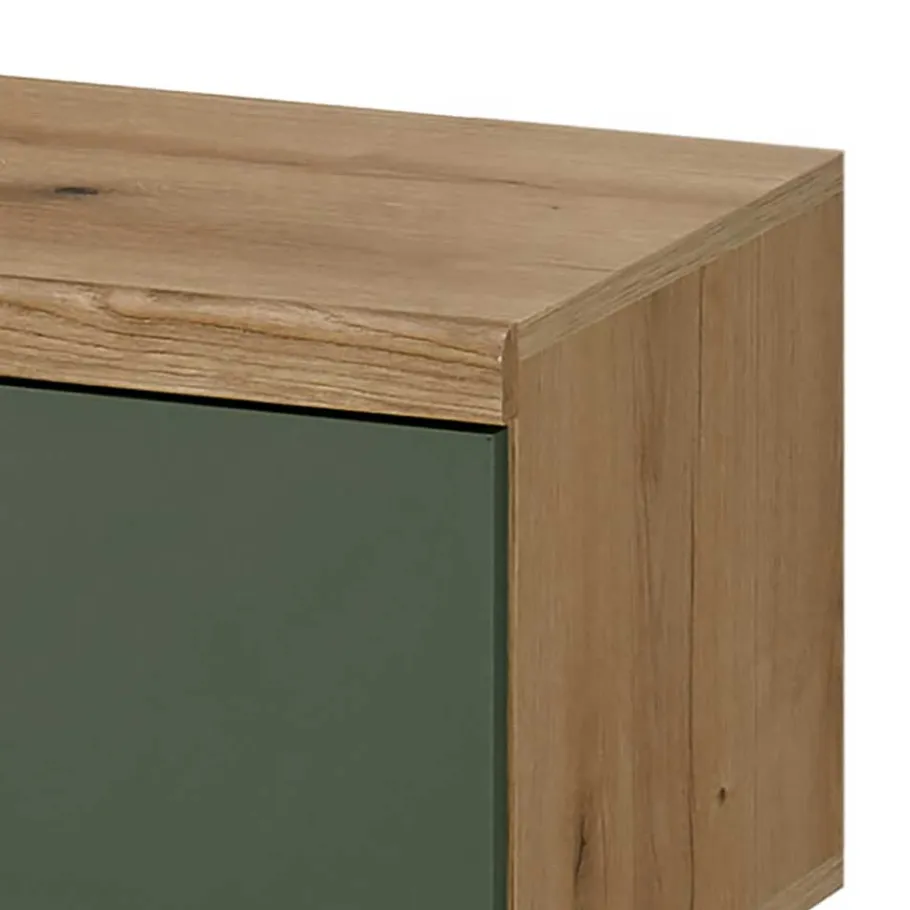 Discount Wohnen TV Lowboard in Graugrün und Wildeiche - Oliva