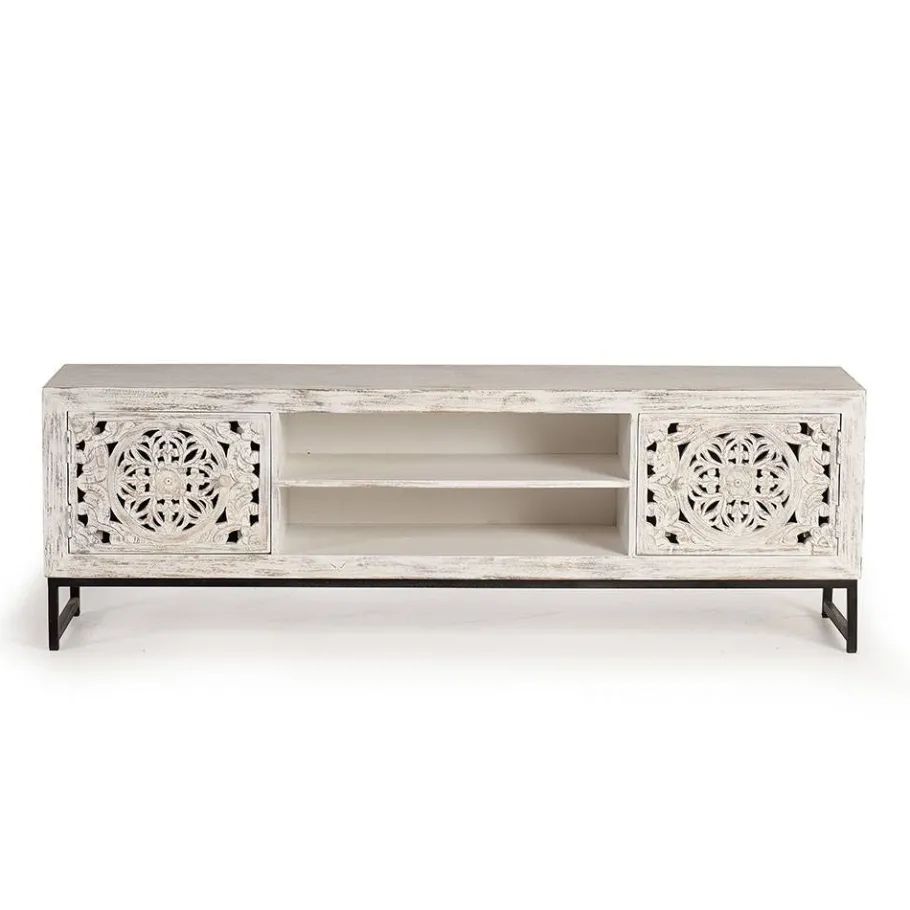 Best Wohnen TV Lowboard in Mangoholz White Wash - Fudorus
